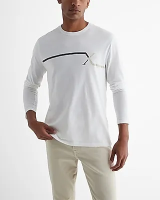 Extended X Logo Graphic Long Sleeve T-Shirt White Men's XXL Tall