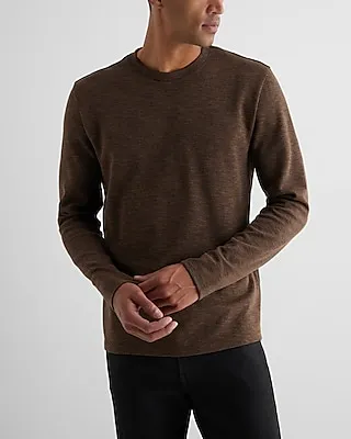 Big & Tall Marled Long Sleeve T-Shirt Brown Men's XXL