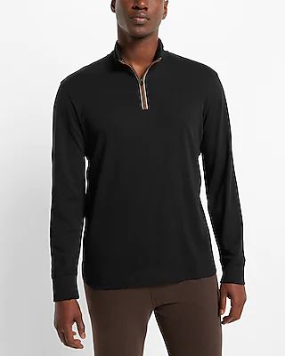 Tipped Quarter Zip Sweatshirt Black Men's M