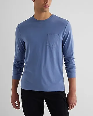 Pocket Crew Neck Perfect Pima Cotton Long Sleeve T-Shirt Men's