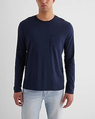 Pocket Crew Neck Perfect Pima Cotton Long Sleeve T-Shirt Men's