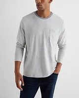 Contrast Collar Perfect Pima Cotton Long Sleeve T-Shirt Gray Men's S