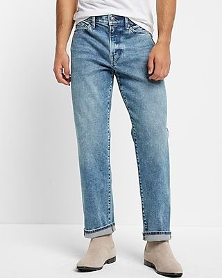 Relaxed Medium Wash Stretch Jeans, Men's Size:W30 L34