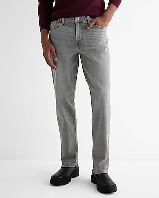 Straight Gray Wash Hyper Stretch Jeans