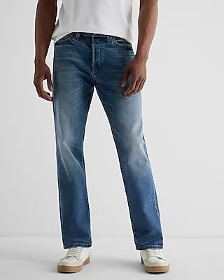 Straight Medium Wash Hyper Stretch Jeans, Men's Size:W28 L32