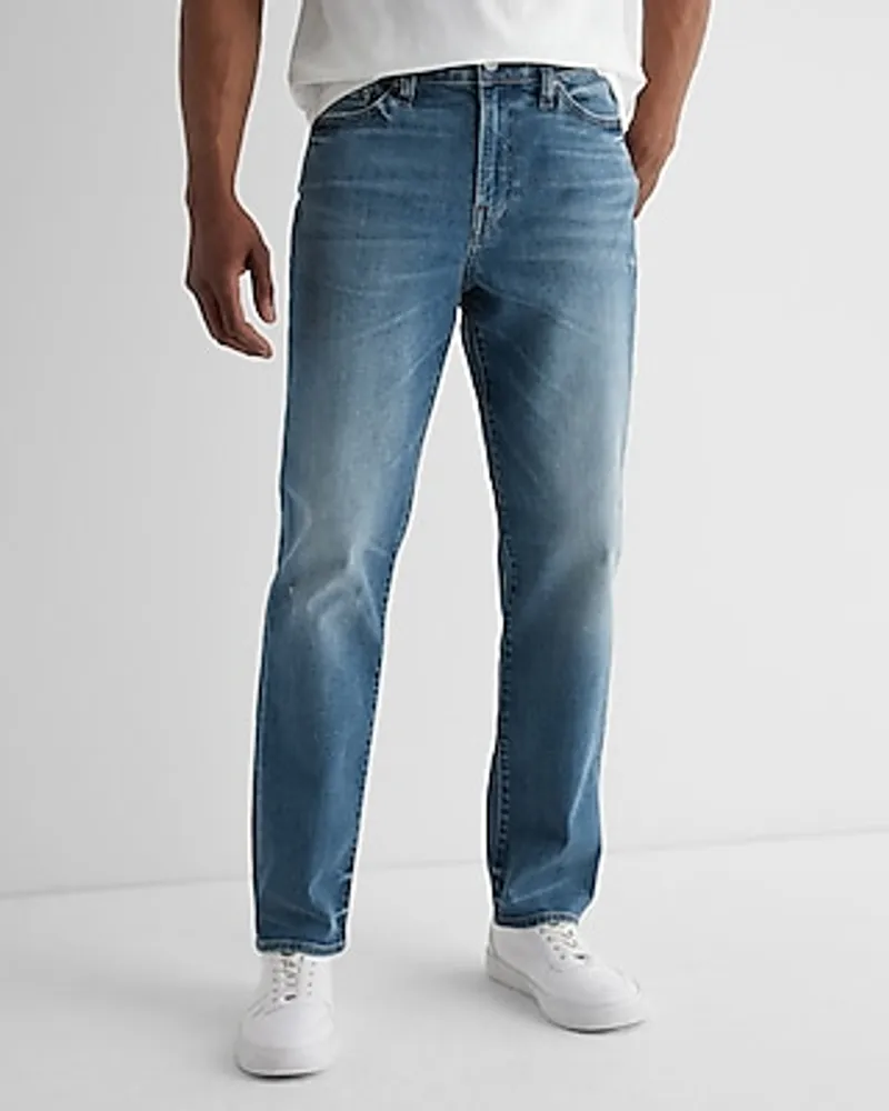 Big & Tall Athletic Slim Medium Wash Hyper Stretch Jeans, Men's Size:W38 L34