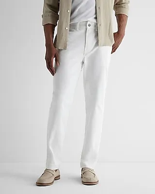 Athletic Slim White Hyper Stretch Utility Jeans, Men's Size:W28 L32