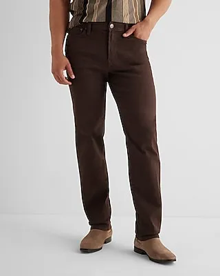 Slim Straight Dark Brown Hyper Stretch Jeans, Men's Size:W34 L32