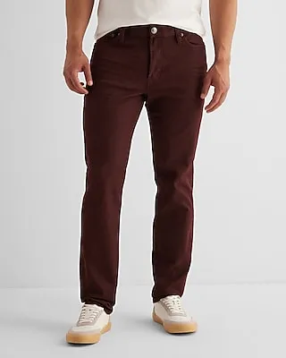Slim Burgundy Hyper Stretch Jeans, Men's Size:W31 L30