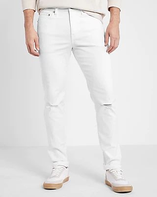 Slim White Ripped Hyper Stretch Jeans