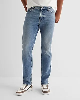 Slim Straight Medium Wash Hyper Stretch Jeans, Men's Size:W29 L30