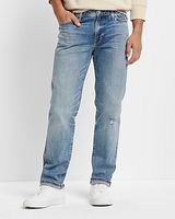 Slim Straight Medium Wash Stretch Jeans, Men's Size:W28 L32