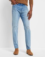 Slim Ripped Light Wash Stretch Jeans