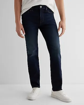 Slim Straight Dark Wash Hyper Stretch Jeans, Men's Size:W28 L30