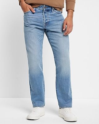 Slim Straight Light Wash Low Stretch Selvedge Jeans, Men's Size:W30 L30
