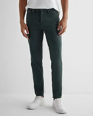 Athletic Skinny Dark Green Hyper Stretch Jeans, Men's Size:W32 L34