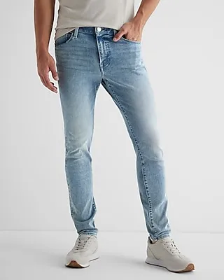 Big & Tall Skinny Light Wash Hyper Stretch Jeans, Men's Size:W40 L34