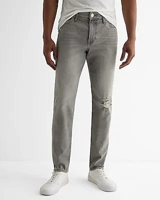 Skinny Gray Ripped Hyper Stretch Jeans