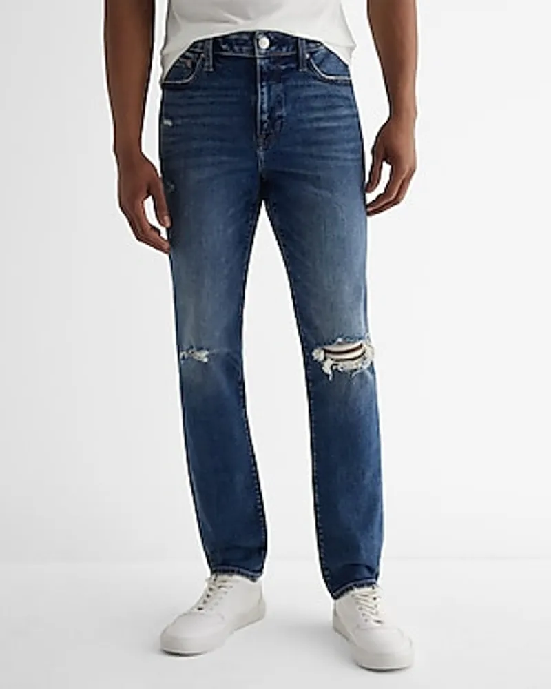 Skinny Medium Wash Ripped Hyper Stretch Jeans