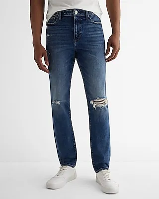 Skinny Medium Wash Ripped Hyper Stretch Jeans