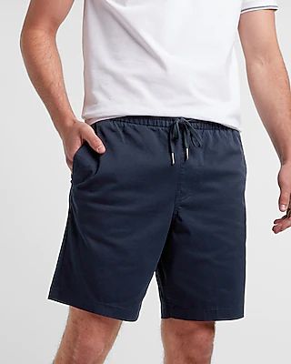 Solid Drawstring Shorts Blue Men's XL