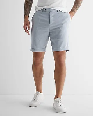 Striped Linen-Blend Stretch 8" Shorts