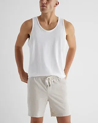 7" Elastic Waist Stretch Cotton-Linen Blend Shorts Neutral Men's XL