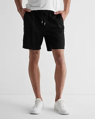 Solid 7" Hyper Stretch Elastic Waist Shorts Black Men's XL