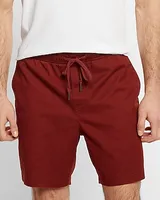 Solid 7" Hyper Stretch Elastic Waist Shorts Brown Men's XS