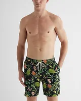 Printed 6" Elastic Waist Swim Shorts Men's