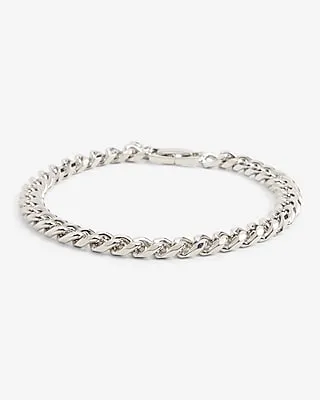 Curb Chain Bracelet Men's Silver