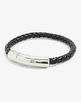 Black Leather Braided Bracelet Men's Black