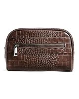 Brown Faux Leather Croc Dopp Kit Men's Brown