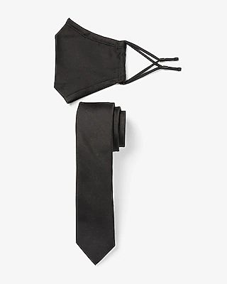 Solid Black Fask Mask & Tie Gift Set