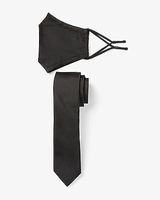 Solid Black Fask Mask & Tie Gift Set Men's Black