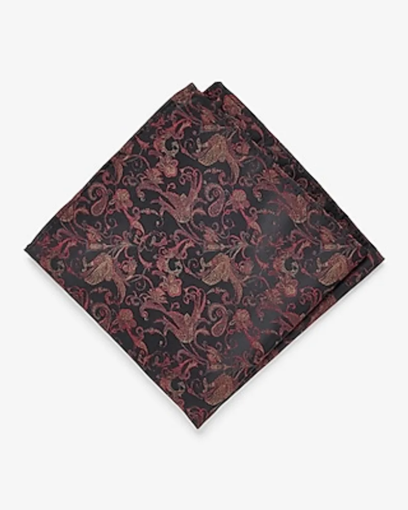 Crane Paisley Jacquard Pocket Square Men's Black