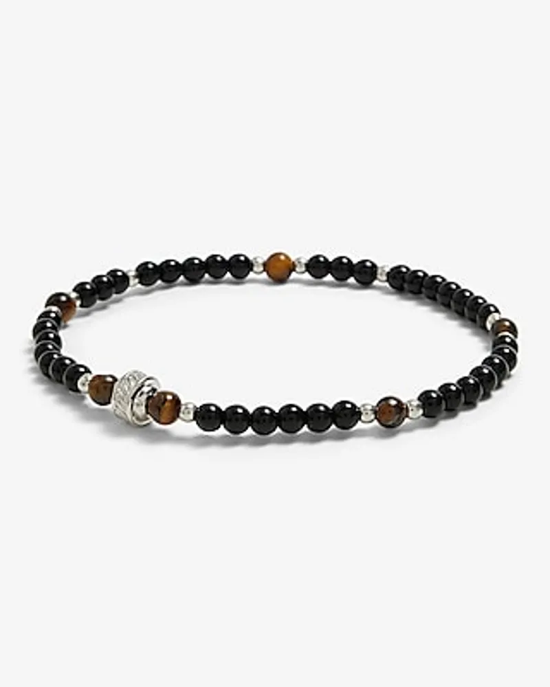 Black & Brown Beaded Bracelet Men's Black