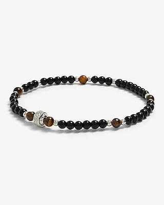 Black & Brown Beaded Bracelet Men's Black