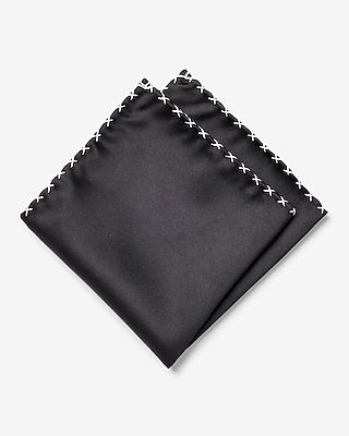 Black Whip Stitch Pocket Square