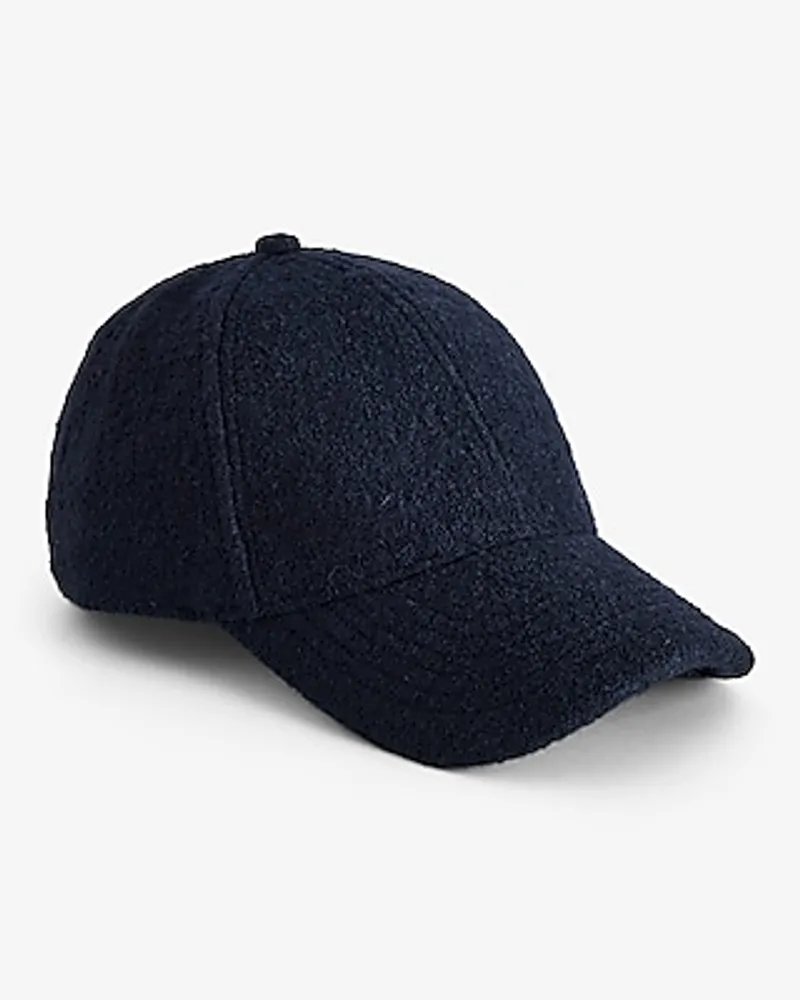 Navy Textured Boucle Baseball Hat
