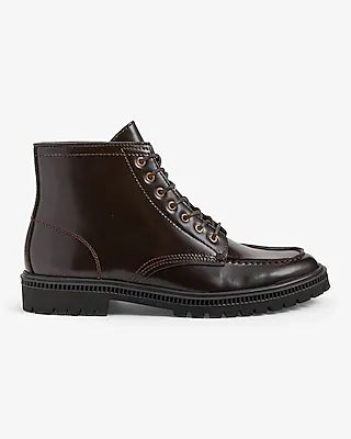 Leather Chunky Boots Brown Men's 12