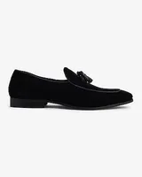 Black Genuine Suede Tassel Loafer Black Men's 10