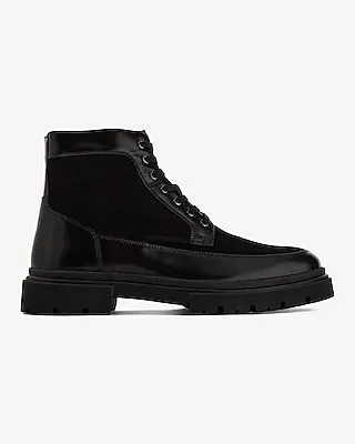 Multi Finish Genuine Leather Lug Sole Boot Black Men's 9