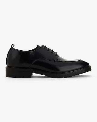 Black Genuine Leather Moc-Toe Dress Shoe Black Men's 10.5