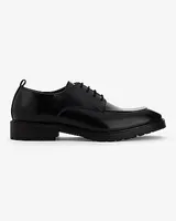 Black Genuine Leather Moc-Toe Dress Shoe