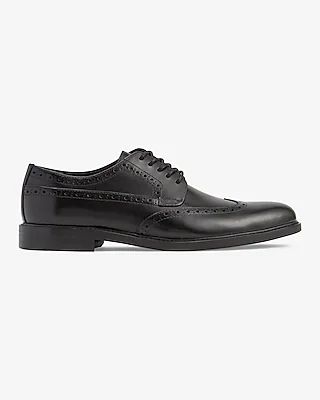 Polished Leather Perforated Dress Shoes Black Men's 12