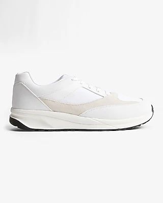 Faux Leather Runner Sneakers White Men's 12