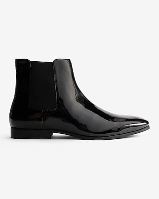 Black Patent Leather Chelsea Boots Black Men's 12