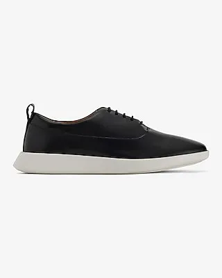 Black Leather Lace Up Everyday Performance Hybrid Sneakers Black Men's