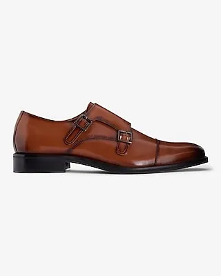 Brian Atwood X Express Brown Genuine Leather Double Monk Strap Dress Shoes